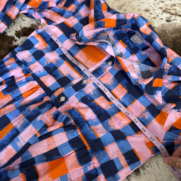 MAEVE ANTHROPOLOGIE The Bettina Tiered Shirt Dress Buttondown Blue Plaid Size XS - Picture 11 of 12